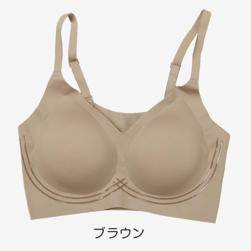 ブラ 脇肉 ノンワイヤー ハーフトップ レディース ブラジャー ノンワイヤーブラ M L LL エアドリームプラス やわらかい モールドカップ ひびきにくい 可愛い 背中すっきり シンプル 無地