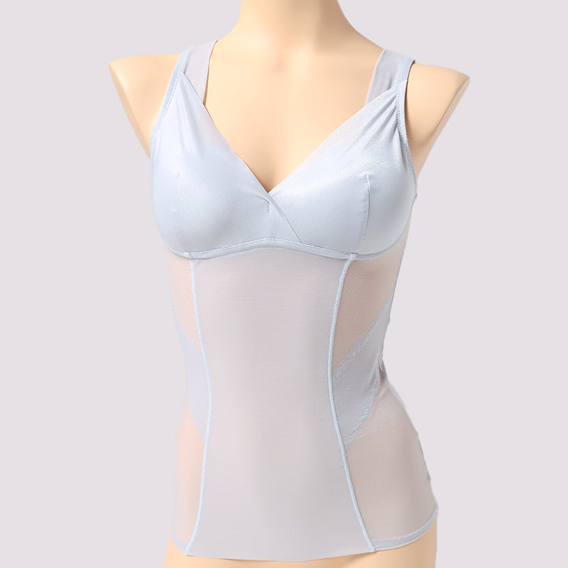 ボディシェイパー シェイパー カップ付きインナー カップ付きタンクトップ 巻き肩対策 補正下着 レディース ノンワイヤー モールドブラ シームレス 補整 下着 M L LL タンクトップ カップ付 インナー 女性 婦人 カシュクール ボディーシェイパー 姿勢矯正 背中 引き締め