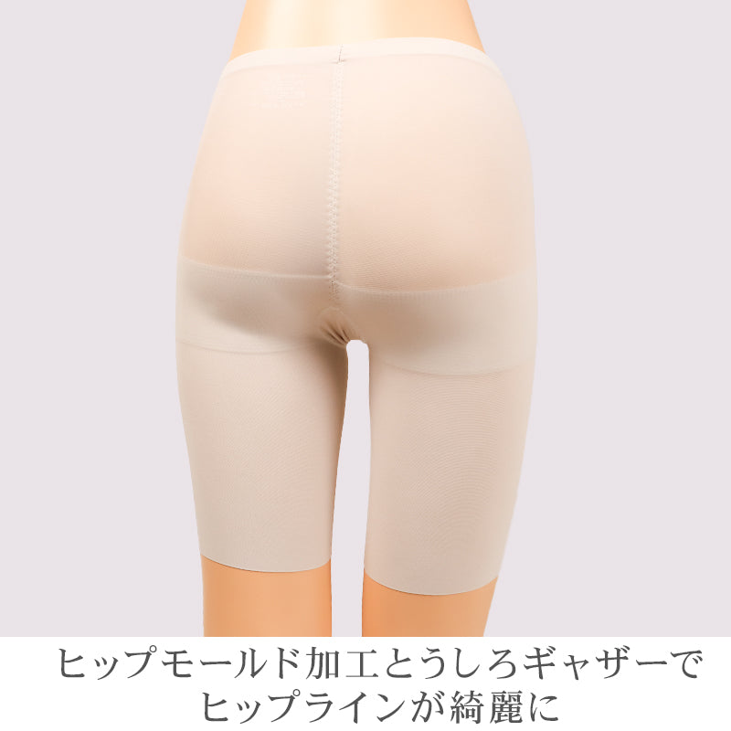 ガードル ロング レディース ヒップアップ 補整下着 シームレス ハイウエスト お腹引き締め 裾ヘム 一枚履きOK M L LL インナー 下着 美尻 美ライン 無地