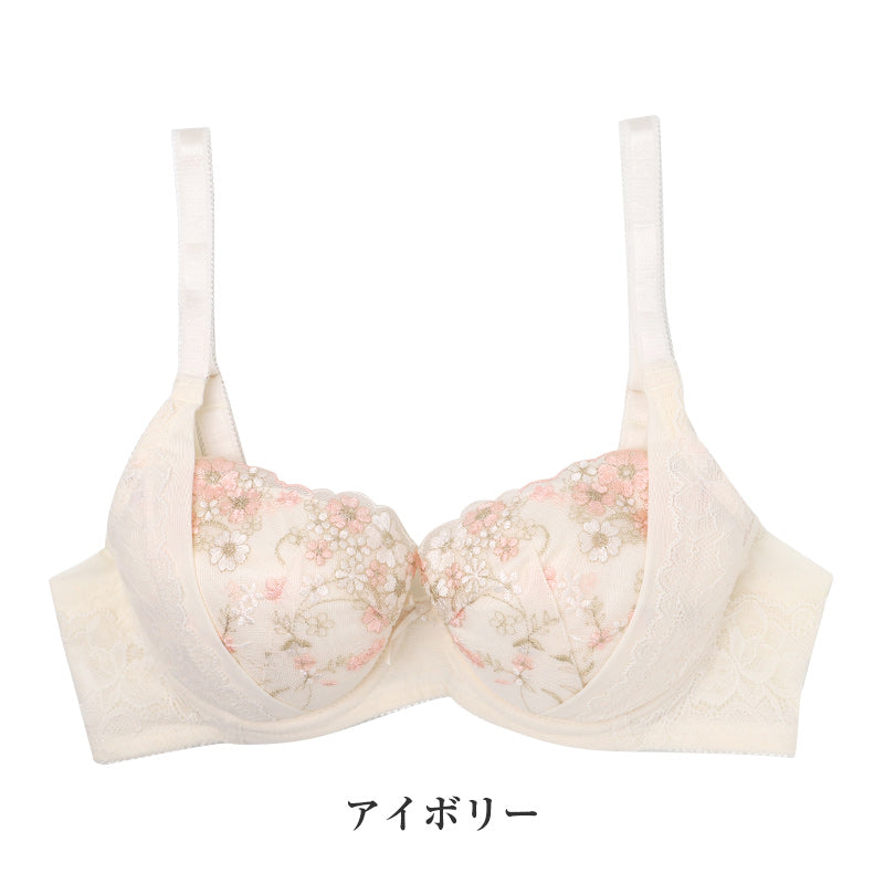 ブラジャー レディース ワイヤーブラ 美胸 リフトアップ Wリフト 脇肉 パワーネット B70～E85 3/4カップ パッド入り ストレッチレース バストメイク ボリューム感 ホールド レースブラ 女性用 下着 インナー ランジェリー 普段使い キレイ工房