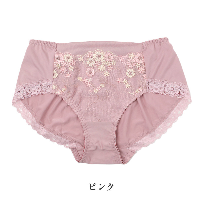 ショーツ レディース ペアショーツ 深履き ストレッチ M L LL 花柄レース 伸縮 お腹らくちん 締め付けない レースショーツ ショーツ単品 ブラジャー別売り 上品 大人 女性用 下着 パンティ ランジェリー 普段使い キレイ工房 美胸リフトアップブラ
