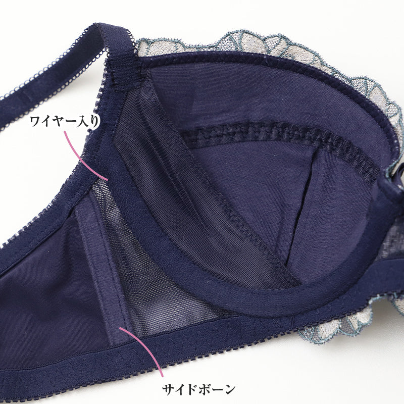 ブラジャー レディース ワイヤーブラ 脇高 脇流れ対策 美胸ブラ 脇すっきり 3/4カップ A70～D85 バストメイク 後ろ安定 大人可愛い レースブラ ワイヤー入り 単品ブラ 女性用 下着 インナー ランジェリー フェミニン シャルマン