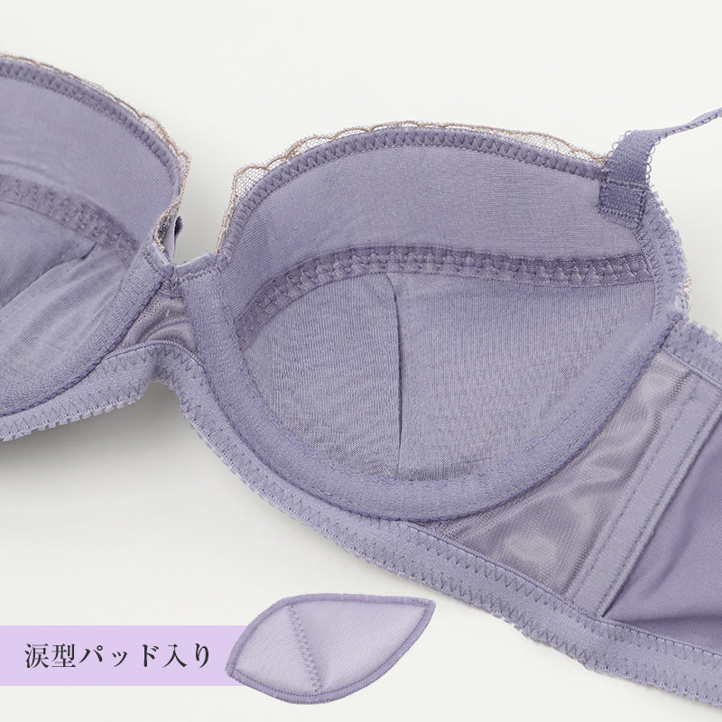 ブラジャー レディース ワイヤーブラ 背中すっきり Vバック 3/4カップ サイドボーン A70～D85 パッド取り外し可 花柄レース 2段3列ホック 美背中 安定感 上品 レースブラ 女性用 下着 インナー ランジェリー 普段使い シャルマン 単品ブラ デイリー