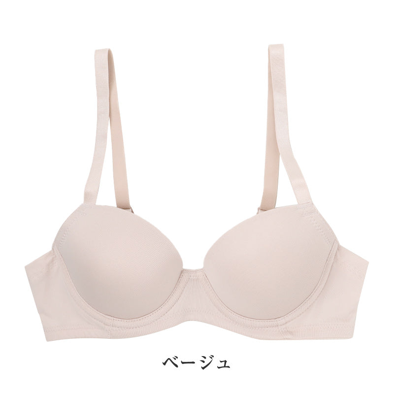 Tシャツブラ レディース ワイヤーブラ モールドカップ 3/4カップ アウターにひびきにくい つるんとカップ A70～D85 下厚カップ パッドポケット サイドボーンなし 2段3列ホック 薄手 シンプル 軽い バストメイク 響きにくい 女性用 下着 インナー