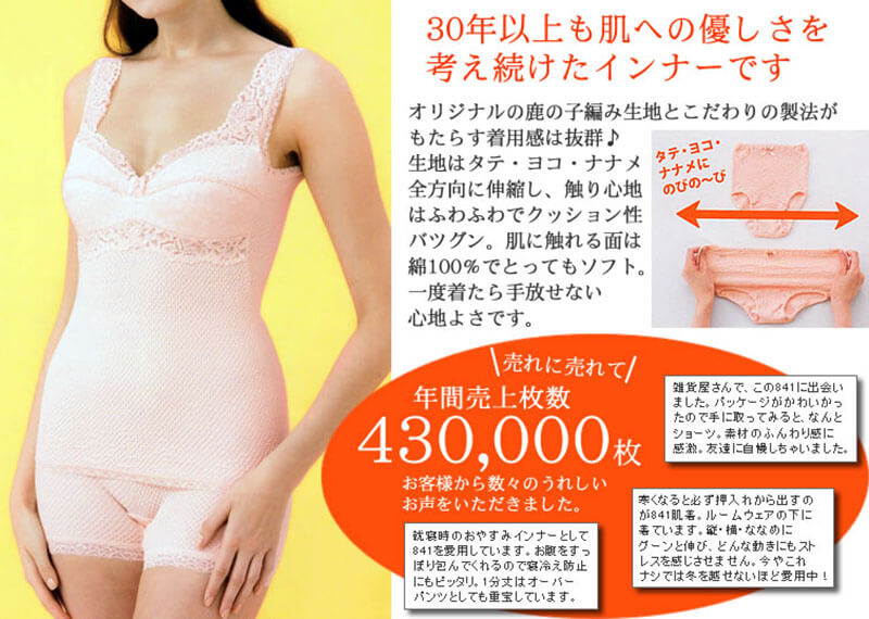 エトワール 841  レディース 5分丈ボトム M～LL (綿 コットン 下着 スパッツ 日本製 敏感肌 伸縮性 女性 鹿の子編み M L LL) (在庫限り)