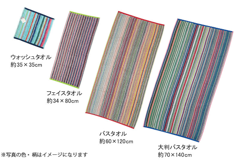 残糸 フェイスタオル 約34×80cm (カラフル スポーツタオル マフラータオル eco) (在庫限り)