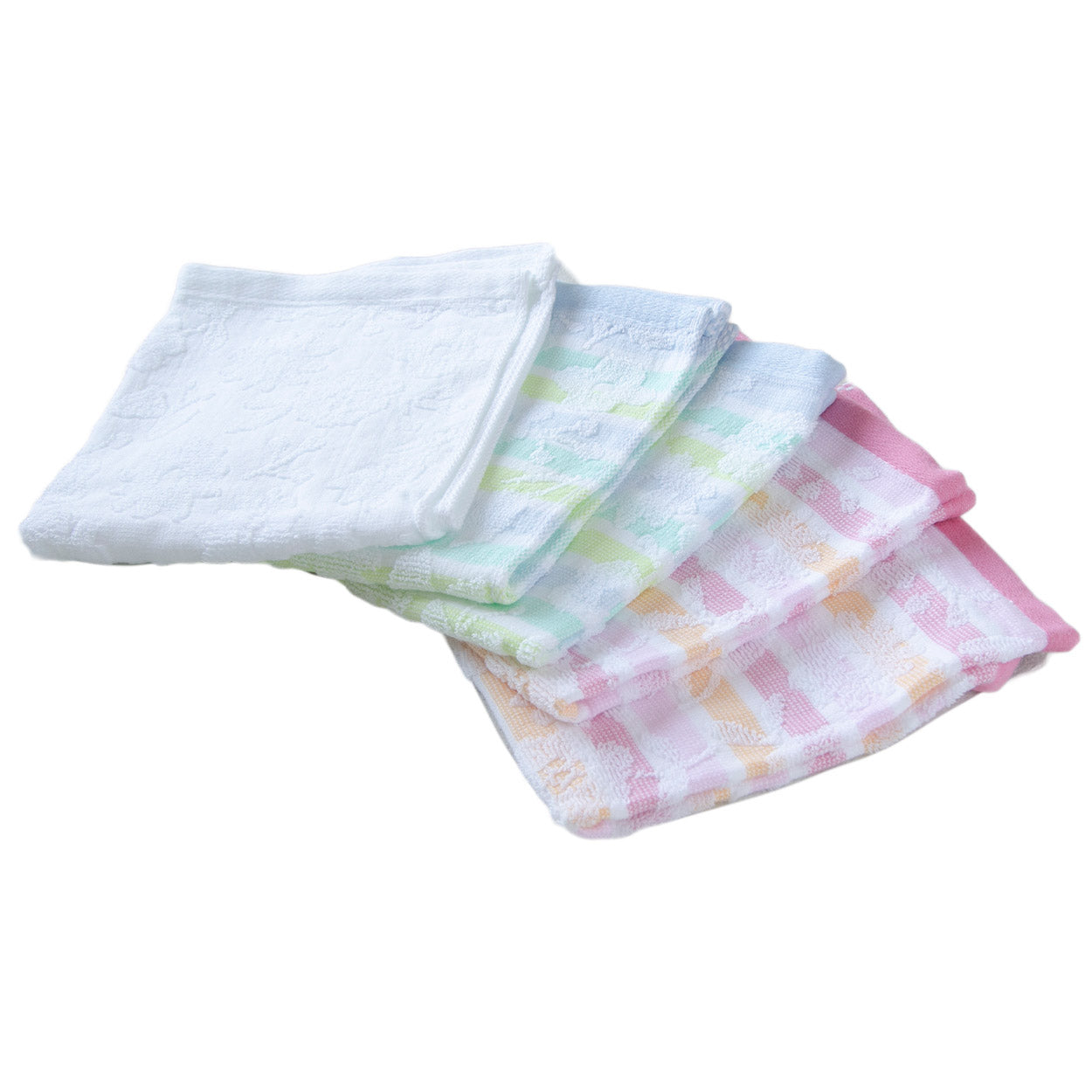 今治タオル ハンドタオル 5枚セット かわいい 綿100％ 日本製 やや薄手 まとめ買い 柔らかい 敏感肌 吸水性 カラフル ブランド ボーダー 花柄 白 ピンク オレンジ 青 グリーン 人気 洗面所 約32x80cm