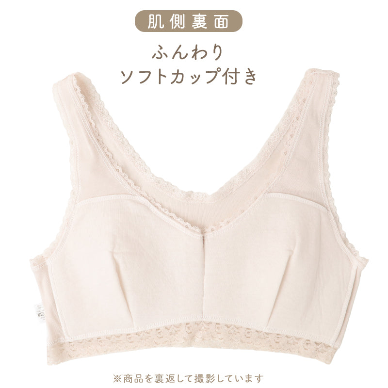 レディース ブラジャー 綿100％ ノンワイヤー ソフトカップ 日本製 大きいサイズ らくらくブラ 綿ブラ コットン ブラ インナー 婦人 下着 3L 4L 5L 肌着 大寸 ミセス シニア 女性用 ノンワイヤーブラ ソフトブラ 日本製ブラ カップ付き レース