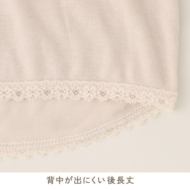 綿100% カップ付き3分袖インナー レディース 日本製 背ゴムなし ソフトカップ ブラトップ 3分袖シャツ 半袖インナー 綿 コットン 婦人 女性 肌着 M L LL 下着 カップ付きシャツ リラックス 楽 伸びるレース シンプル ベーシック 普段使い