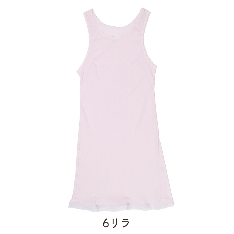 FUJIHARU レディース シミーズ 綿100％ 椿オイル加工 日本製 ラン型 婦人肌着 インナー 綿 コットン ミセス シニア 女性用 M L LL 下着 肌着 ロング丈 綿インナー 日本製インナー 婦人インナー ラン型シミーズ ノースリーブ