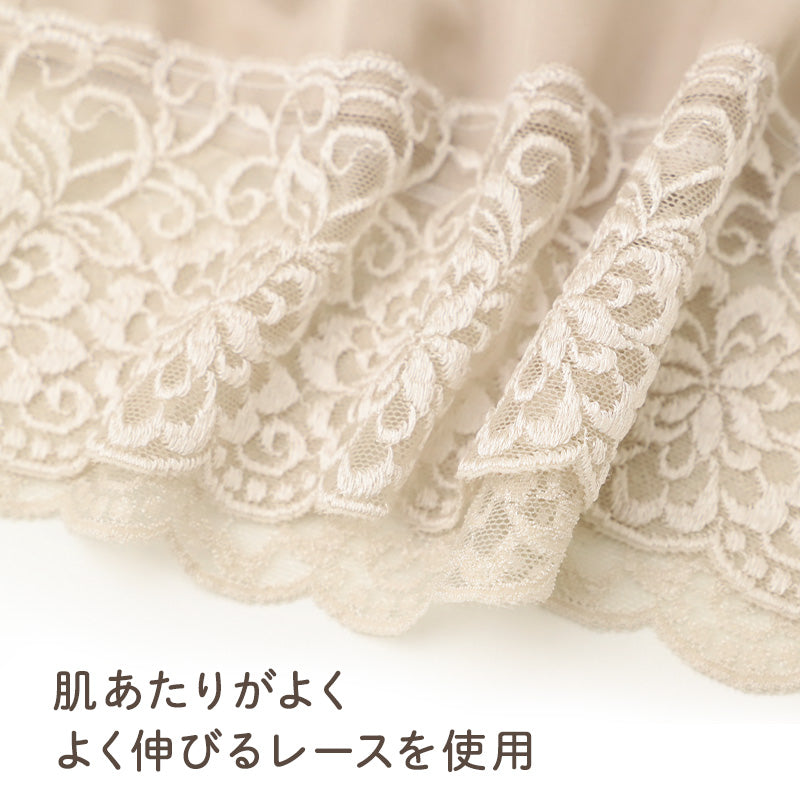 ペチパンツ レディース 日本製 約35cm丈 フレアパンツ フレヤー ペチコート キュロット インナー ポリエステル なめらか レース付き 婦人 ミセス 女性 下着 肌着 ショート丈 M～LL タップパンツ ペチコートパンツ パンツ型ペチコート 普段使い 国産