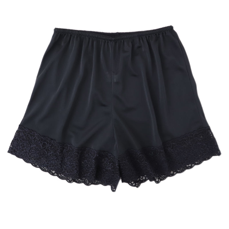 ペチパンツ レディース 日本製 約35cm丈 フレアパンツ フレヤー ペチコート キュロット インナー ポリエステル なめらか レース付き 婦人 ミセス 女性 下着 肌着 ショート丈 M～LL タップパンツ ペチコートパンツ パンツ型ペチコート 普段使い 国産