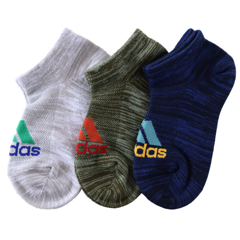 adidas 子供 スニーカーソックス 甲メッシュ 3足組 19-21cm～23-25cm アディダス キッズ ソックス 靴下 くるぶし 男の子 補強 ３足組