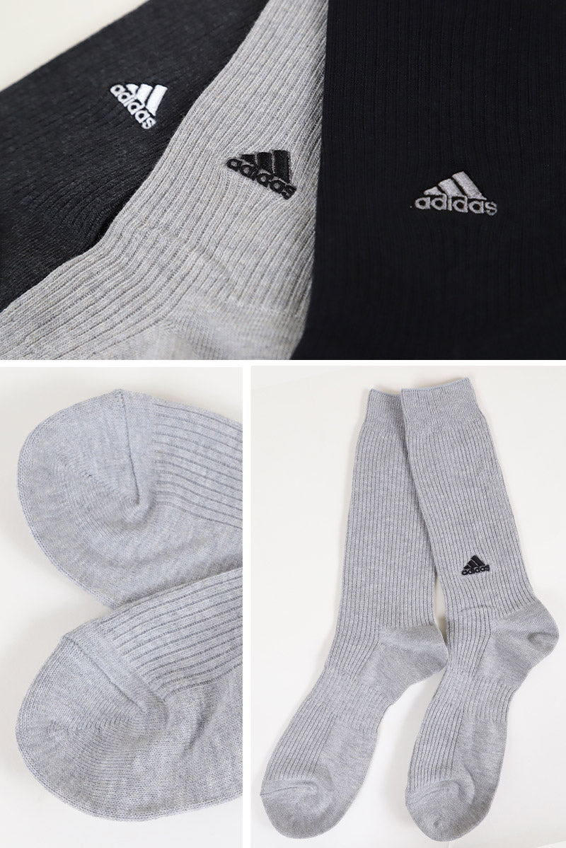 adidas クルー丈ソックス 3足組 消臭加工 24-26cm～28-30cm (アディダス ソックス 靴下 メンズ 男 セット まとめ買い フクスケ)