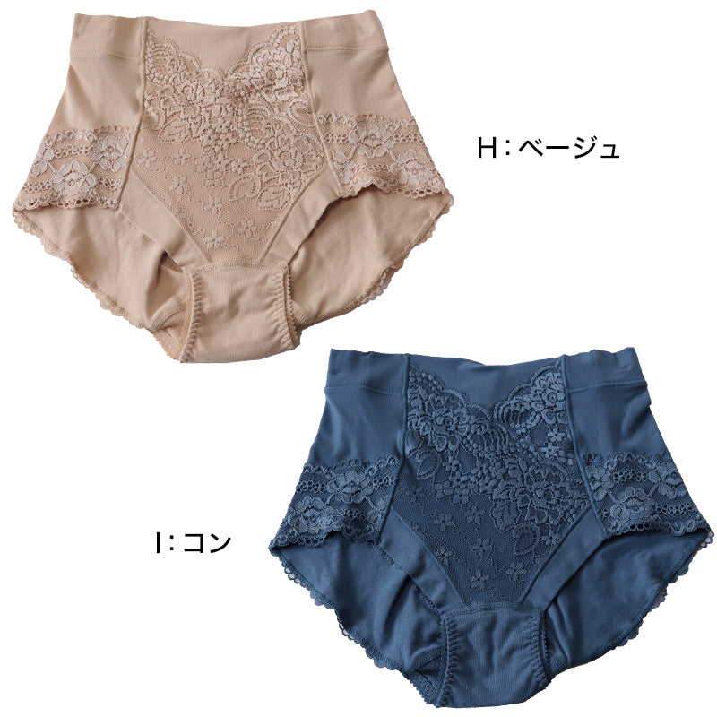 福助 満足 おなかパワーネット フロントバックレースショーツ M～LL (お腹おさえ フクスケ レディース パンツ) (在庫限り)