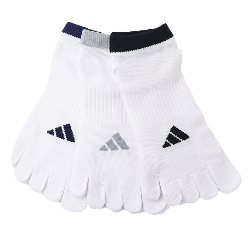 靴下 5本指 くるぶし丈 ソックス メンズ  紳士 adidas 消臭 24-26cm・26-28cm (ショート スニーカー 土踏まず サポート 福助 スポーツ 短い ワンポイント )