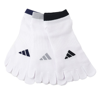靴下 5本指 くるぶし丈 ソックス メンズ  紳士 adidas 消臭 24-26cm・26-28cm (ショート スニーカー 土踏まず サポート 福助 スポーツ 短い ワンポイント )