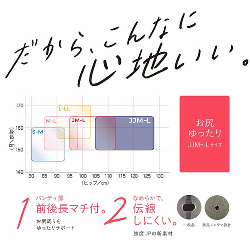 福助 満足 ストッキング 美しく心地いい JJM-L (ヒップおなかゆったり フクスケ レディース パンスト)