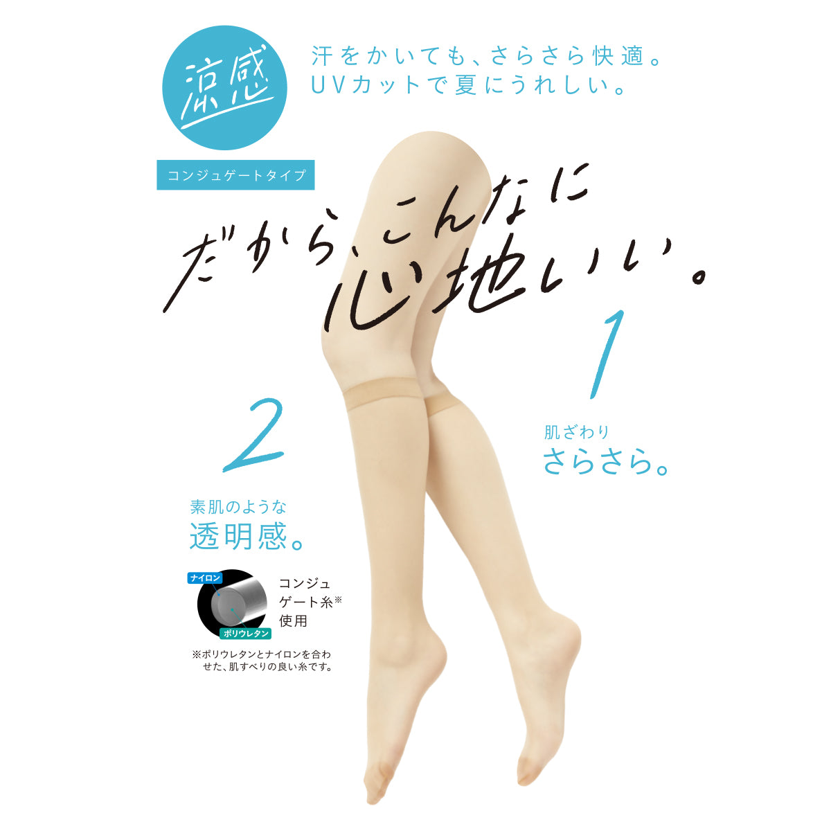 福助 満足 ストッキング ひざ下丈 サマー 22-24cm フクスケ レディース 膝下 夏用