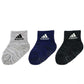 ベビーソックス 靴下 3足セット アディダス かわいい 滑り止め adidas 3足組 9-14cm (ベビー ベビー服 ソックス 男の子 女の子 ミニ丈 可愛い おしゃれ) (在庫限り)
