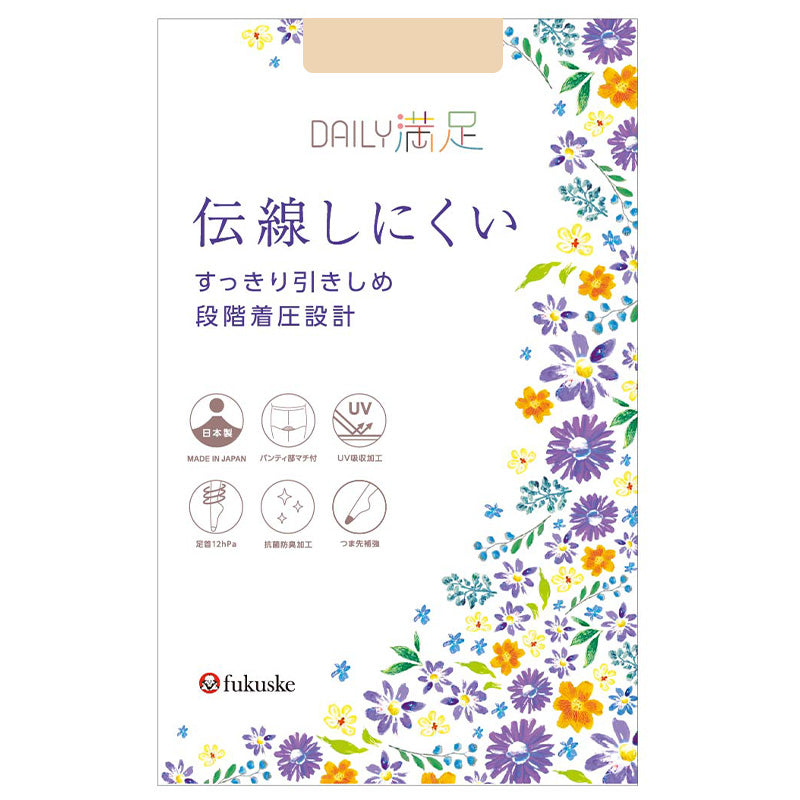 着圧 ストッキング 3足組 パンスト レディース ゾッキ ノンラン 伝線しにくい UV 抗菌防臭 つま先補強 マチ付き 美脚 M-L・L-LL 美脚 ベージュ ブラック デイリー満足 福助