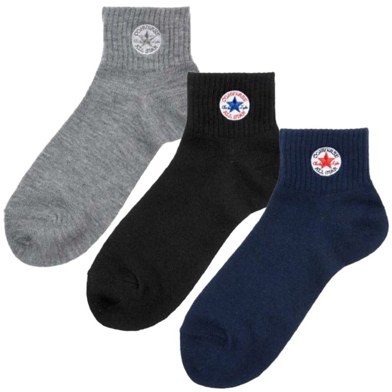 コンバース 片面刺繍 ソックス 3足組 23-25cm 靴下 レディース CONVERSE アソート 3足セット ワンポイント スニーカー くるぶし 福助