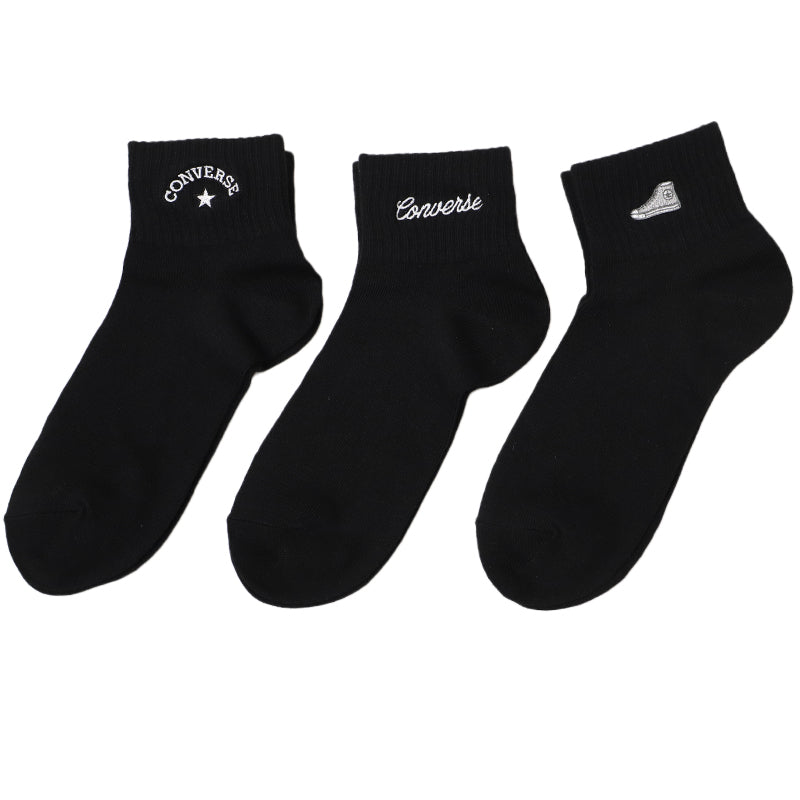 コンバース 片面刺繍 ソックス 3足組 23-25cm 靴下 レディース CONVERSE アソート 3足セット ワンポイント スニーカー くるぶし 福助