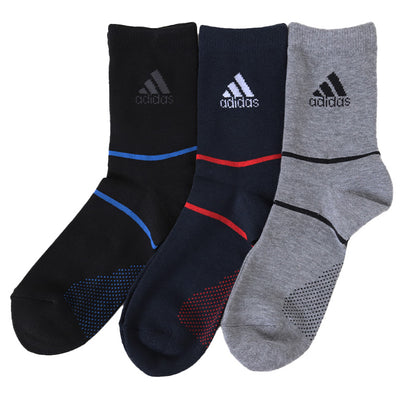 アディダス メンズ 靴下 クルーソックス レッグ部パイル 3足組 24-26cm・26-28cm クルー丈 ソックス adidas 秋 冬 足首 冷え あったか 暖かい 24cm 25cm 26cm 27cm 28cm 福助