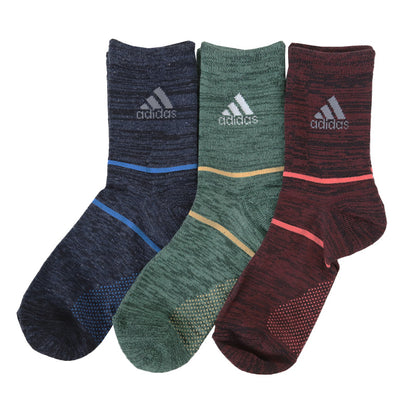 アディダス メンズ 靴下 クルーソックス レッグ部パイル 3足組 24-26cm・26-28cm クルー丈 ソックス adidas 秋 冬 足首 冷え あったか 暖かい 24cm 25cm 26cm 27cm 28cm 福助