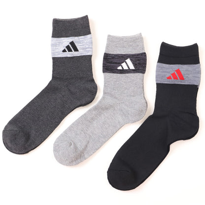 アディダス メンズ 靴下 クルーソックス レッグ部パイル 3足組 24-26cm・26-28cm クルー丈 ソックス adidas 秋 冬 足首 冷え あったか 暖かい 24cm 25cm 26cm 27cm 28cm 福助