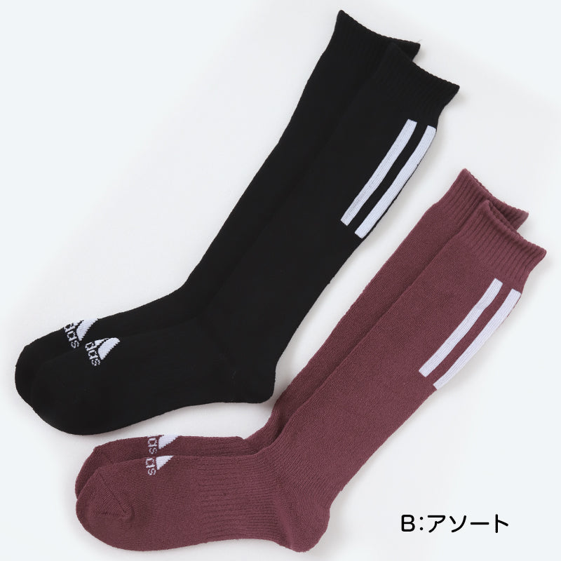 アディダス レディース ハイソックス 秋 冬 靴下 総パイル 2足組 23-25cm adidas 厚地 ソックス 暖かい 婦人 冷え フクスケ 23cm 24cm 25cm