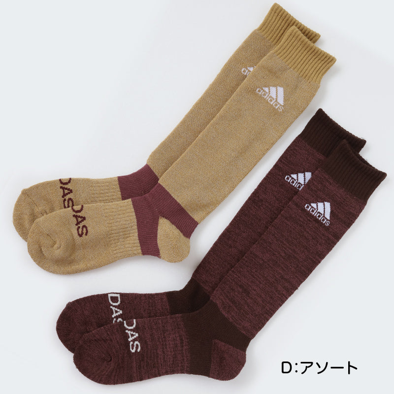 アディダス レディース ハイソックス 秋 冬 靴下 総パイル 2足組 23-25cm adidas 厚地 ソックス 暖かい 婦人 冷え フクスケ 23cm 24cm 25cm (在庫限り)