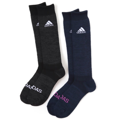 アディダス レディース ハイソックス 秋 冬 靴下 総パイル 2足組 23-25cm adidas 厚地 ソックス 暖かい 婦人 冷え フクスケ 23cm 24cm 25cm