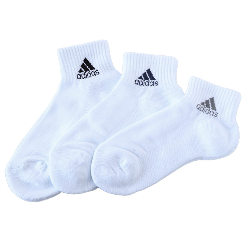 靴下 ショート ソックス メンズ 男子 adidas 3P 24-26/26-28cm (中学生 高校生 黒 男性 紺 くつ下 ワンポイント 丈夫 スポーツソックス 消臭 補強 パイル素材)