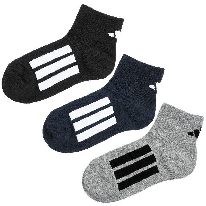adidas 靴下 男の子 ショート丈 メッシュ 3足セット 19-21cm～23-25cm (ソックス スニーカーソックス キッズ 子ども アディダス ロゴ 夏 スポーツ ブランド 3P かっこいい 消臭 丈夫) (在庫限り)