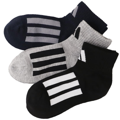 キッズ ソックス adidas スニーカーソックス 3足組 くるぶし丈 プチ丈 男の子 女の子 靴下 メッシュ 消臭 通気性 破れにくい 丈夫 つま先補強 かかと補強 19-21cm～23-25cm スポーツ 子供 ジュニア ショートソックス アディダス