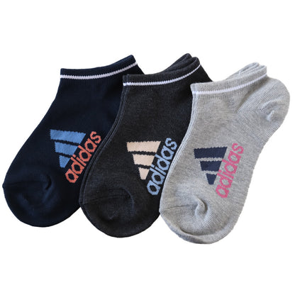 靴下 スニーカー ソックス レディース 女子 adidas 3P 19-21cm/22-24cm (アディダス スニーカー 女の子 短い 補強 消臭 ワンポイント 綿混 スクール) (在庫限り)