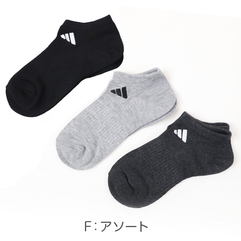 靴下 スニーカーソックス レディース adidas 3足組 23-25cm くるぶし ソックス 女性 女の子 くつ下 ワンポイント 丈夫 スポーツソックス 夏 春 学校 スクール 土踏まずサポート 