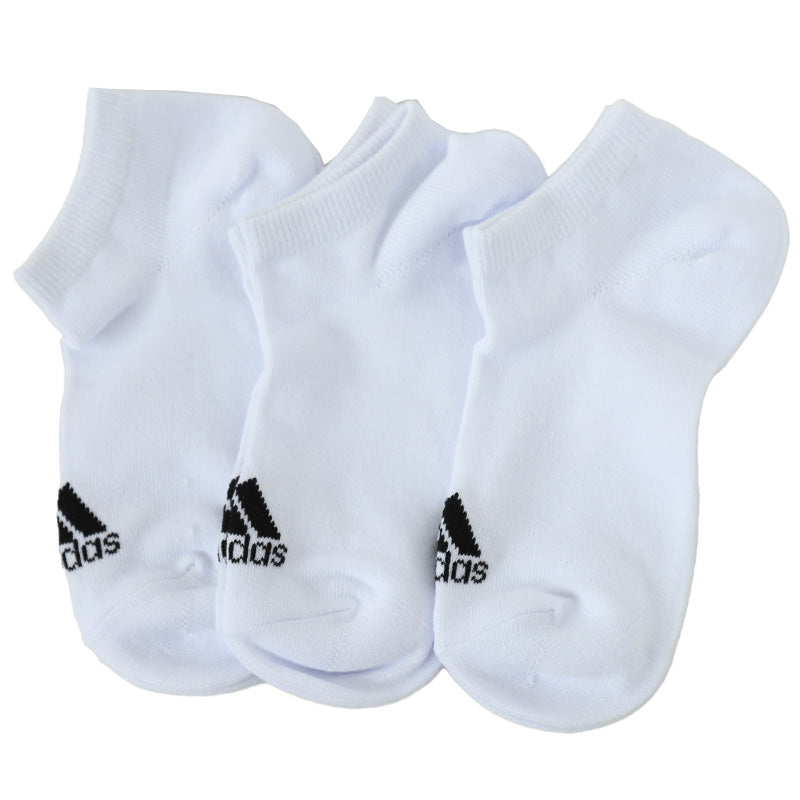 靴下 スニーカー ソックス レディース adidas 3P 23-25cm (女性 adidas 女子 くつ下 ワンポイント 丈夫 スポーツソックス 夏 春 学校 スクール 正面)