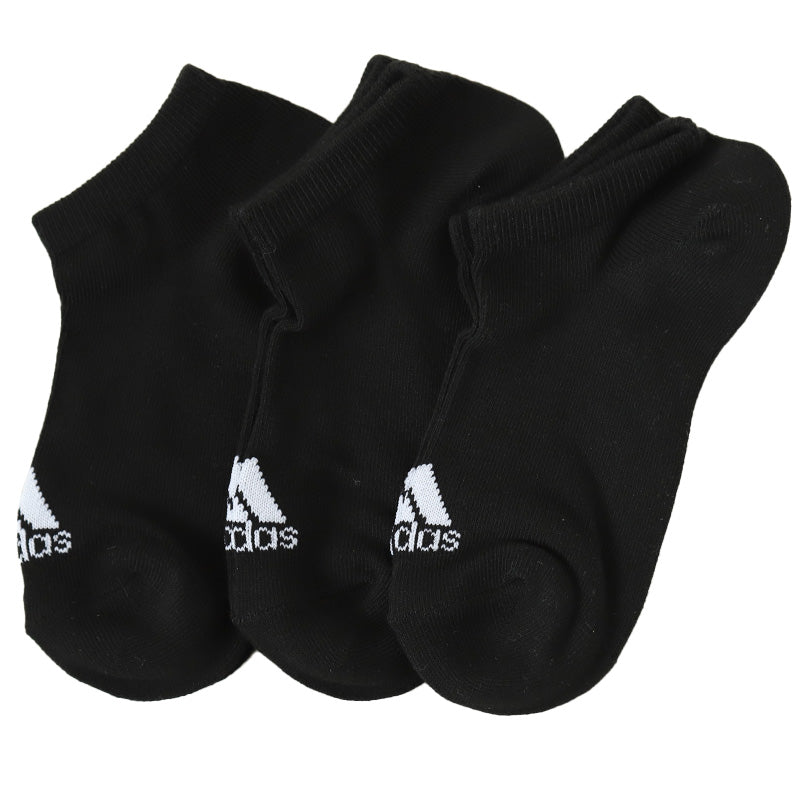 靴下 スニーカー ソックス レディース adidas 3P 23-25cm (女性 adidas 女子 くつ下 ワンポイント 丈夫 スポーツソックス 夏 春 学校 スクール 正面)