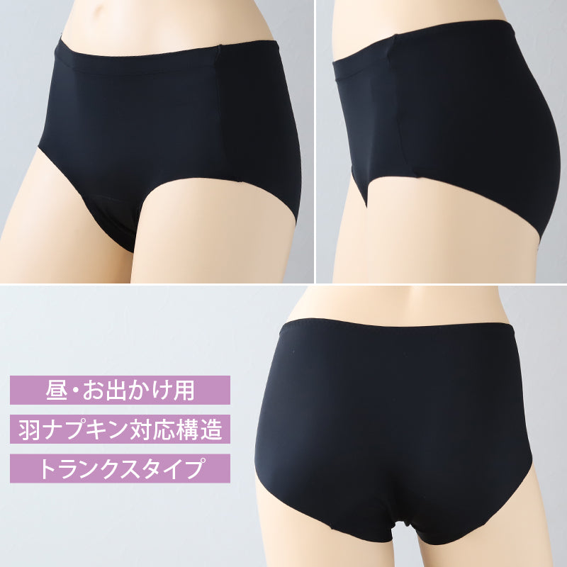 福助 満足 サニタリーショーツ 羽根つき ひびきにくい 生理用ショーツ 昼用 M～LL レディース ショーツ サニタリー 生理用パンツ 下着 インナー 女性 トランクス 響きにくい キレイ魅え 無地 シンプル (在庫限り)