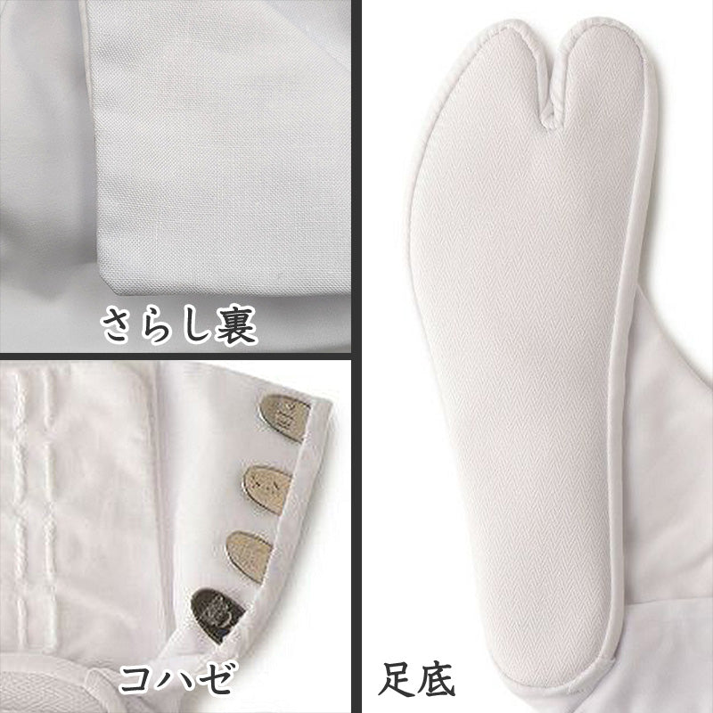 足袋 白 礼装用 福助足袋 綿100 4枚コハゼ 男性 女性 日本製 なみ型 21～28cm (冠婚葬祭 着物 小物 和装 婦人 晒裏 さらし 礼装) (在庫限り)
