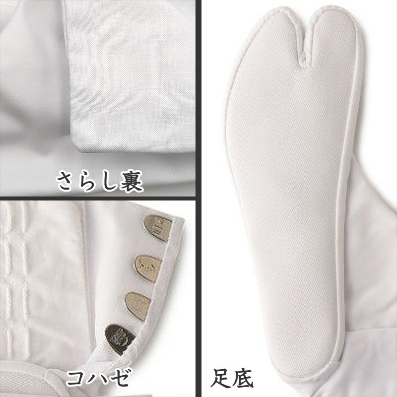 足袋 白 礼装用 福助足袋 4枚コハゼ 日本製 ささ型 21～26cm (冠婚葬祭 着物 小物 和装 婦人 晒裏 さらし 礼装) (在庫限り)