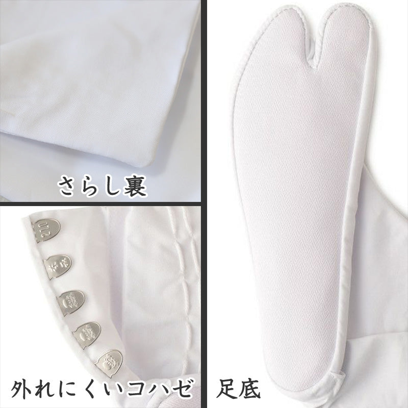 足袋 白 礼装用 福助足袋 綿100 5枚コハゼ 男性 女性 日本製 ゆたか型 21～26cm 綿 冠婚葬祭 着物 小物 和装 婦人 紳士 晒裏 (在庫限り)