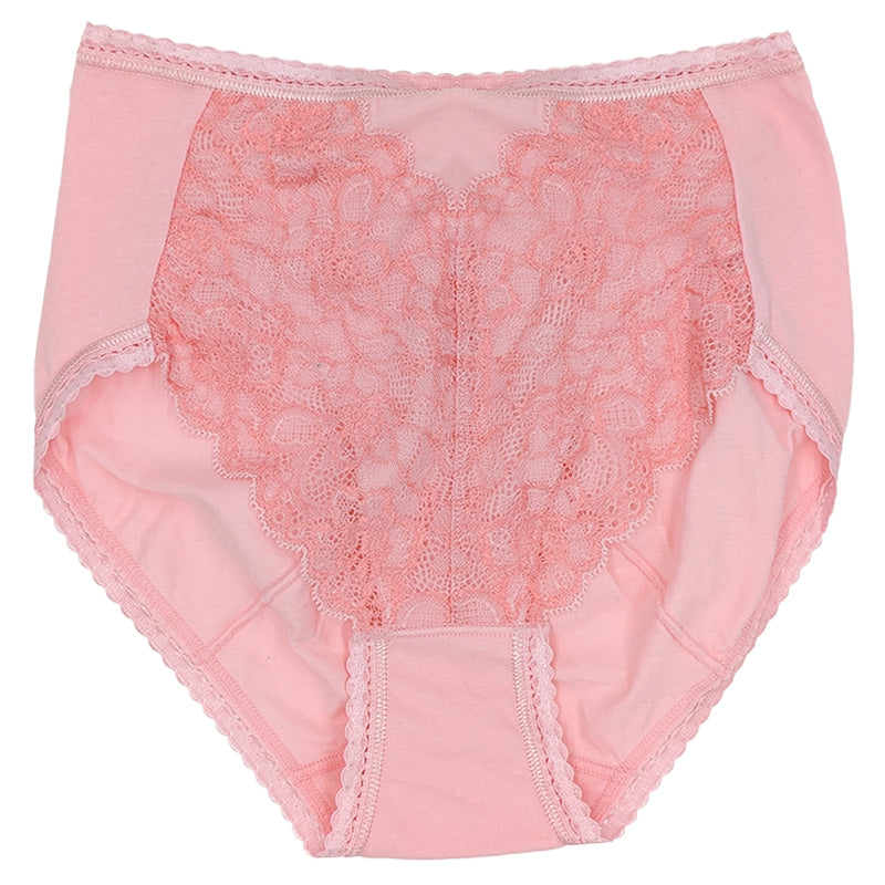 福助 満足 ショーツ レディース 綿 やや深履き フロントレース M～LL 女性 下着 パンツ パンティ コットン インナー レース ずり上がりにくい
