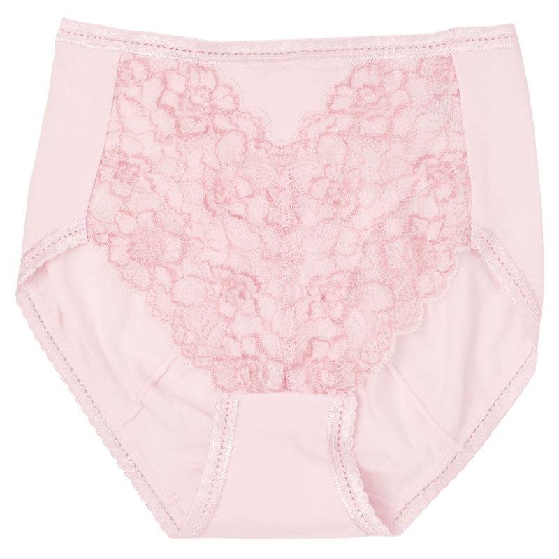 福助 満足 ショーツ レディース 綿 やや深履き フロントレース M～LL 女性 下着 パンツ パンティ コットン インナー レース ずり上がりにくい