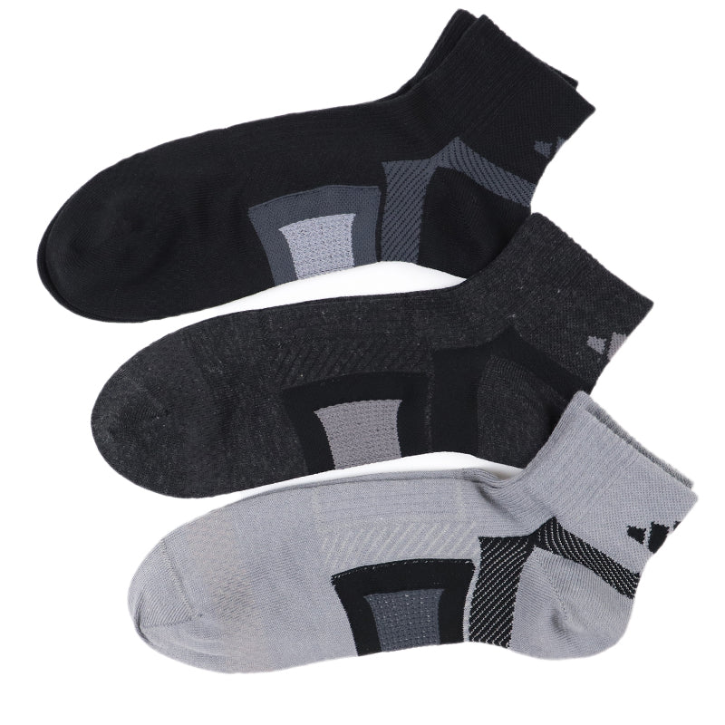 アディダス 靴下 ショートソックス メンズ 男子 adidas 3足組 24-26 26-28cm 中学生 高校生 黒 男性 くるぶし 3足セット くつ下 ワンポイント 丈夫 スポーツソックス グレー (在庫限り)