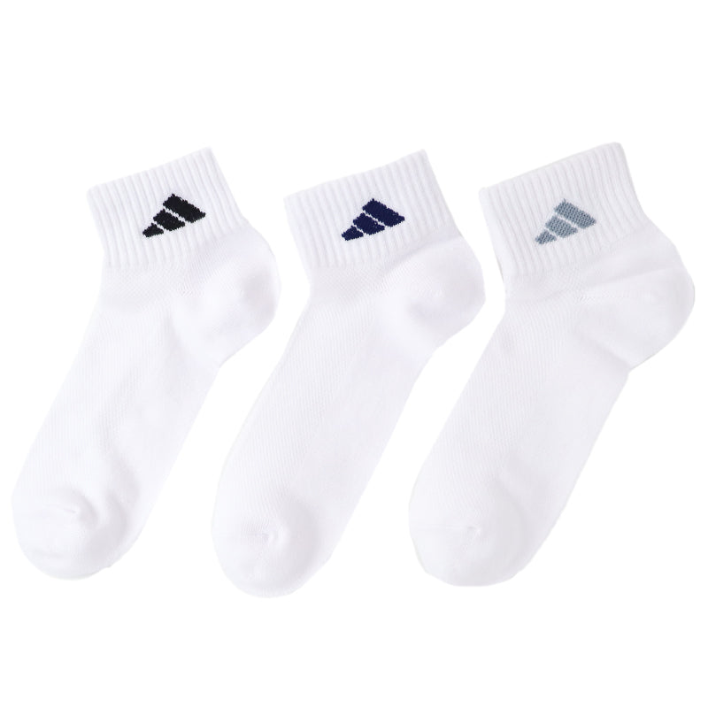 アディダス 靴下 ショートソックス メンズ 男子 adidas 3足組 24-26 26-28cm 中学生 高校生 黒 男性 くるぶし 3足セット くつ下 ワンポイント 丈夫 スポーツソックス グレー