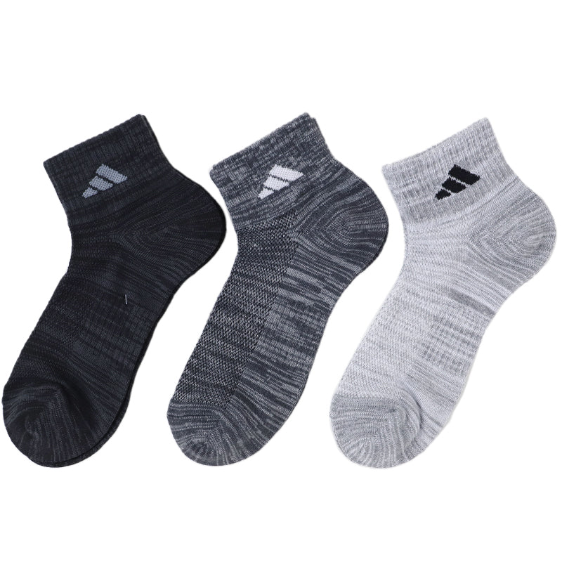 アディダス 靴下 ショートソックス メンズ 男子 adidas 3足組 24-26 26-28cm 中学生 高校生 黒 男性 くるぶし 3足セット くつ下 ワンポイント 丈夫 スポーツソックス グレー