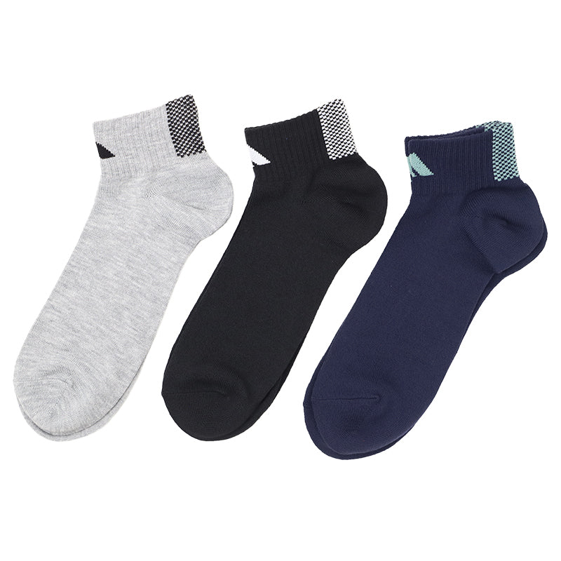 アディダス 靴下 ショートソックス メンズ 男子 adidas 3足組 24-26 26-28cm 中学生 高校生 黒 男性 くるぶし 3足セット くつ下 ワンポイント 丈夫 スポーツソックス グレー